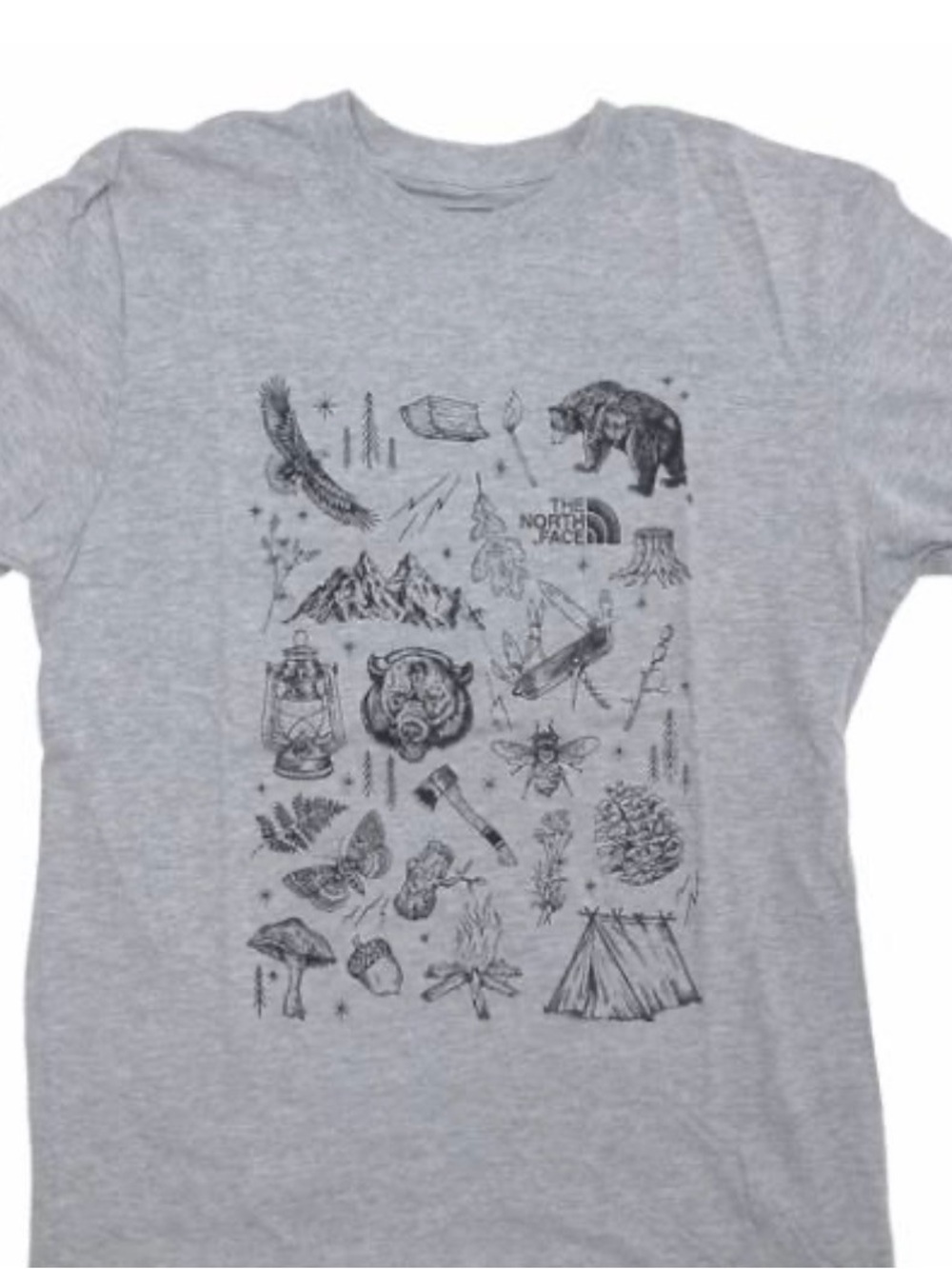 The North Face men’s  Heather Gray Outdoor Icons Short Sleeve Tee shirt top